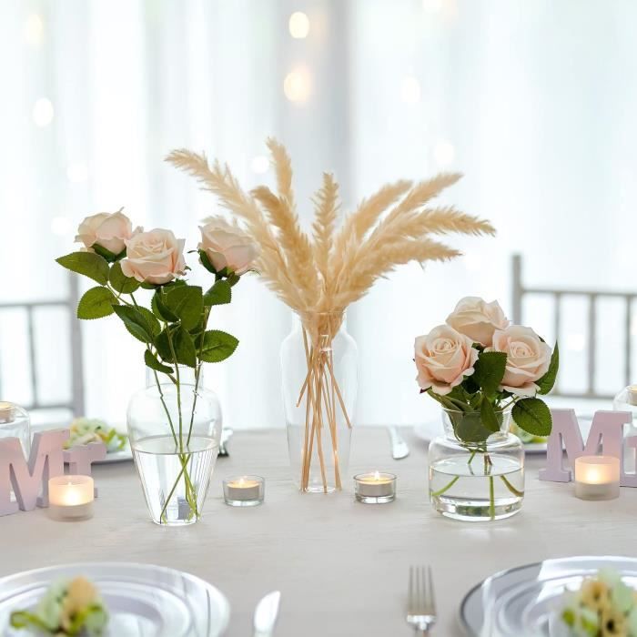 Vase En Verre Cristal Cylindre Haut 20cm - Col Large Pour Bouquets, Décoration Table - 10