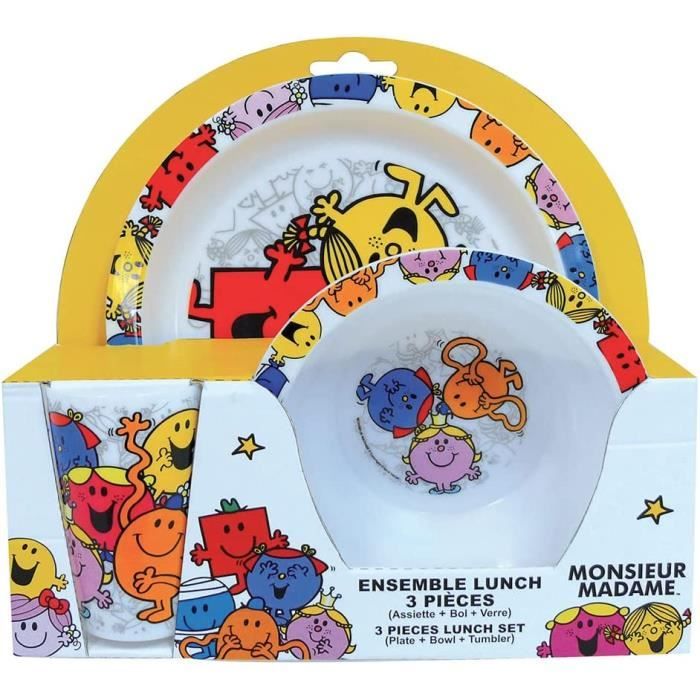 Fun House - Ensemble Repas Enfant 3 Pièces Les Bisounours - Assiette, Bol Et Verre Multicolore