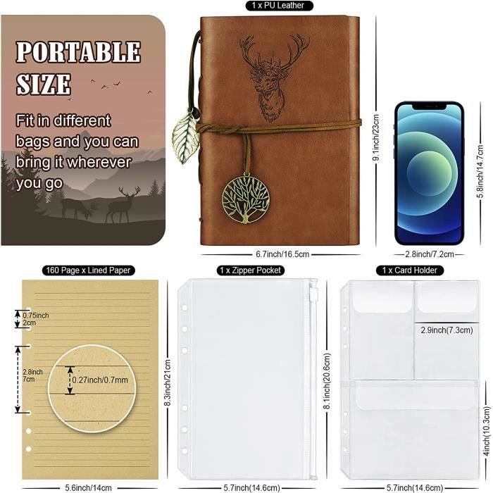 YKKJ Journal en Cuir Ordinateur Portable, Carnet Rechargeable Carnet Rétro en Relief Classique