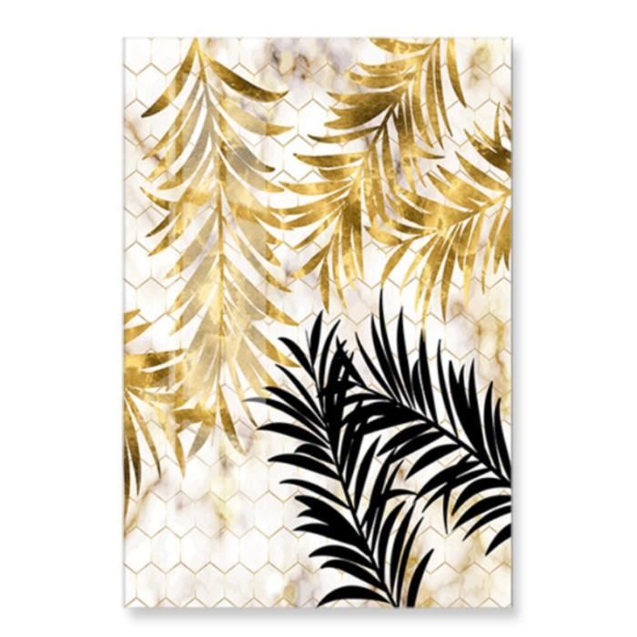 Poster Algérie Carte En Toile - Design Ligne D'or Noir - 40x50cm - Déco Salon Moderne - Imprimé HD Imperméable
