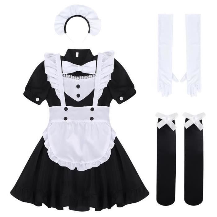 Costume De Femme De Chambre Anime Japonais - Ensemble 7 Pièces (robe, Tablier, Coiffe, Accessoires)