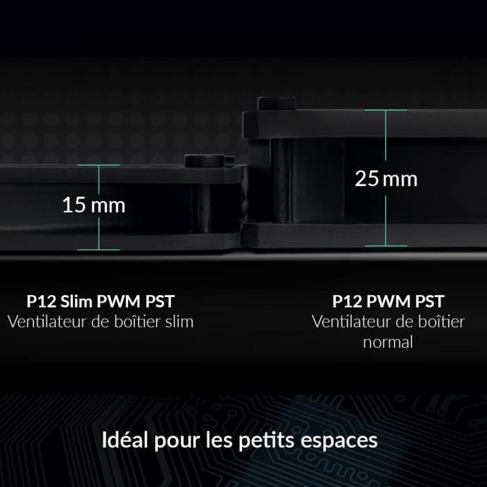 ARCTIC - Lot De 3 Ventilateurs PC P12 Slim PWM PST 120mm - Silencieux Haute Pression - 300-2100 RPM