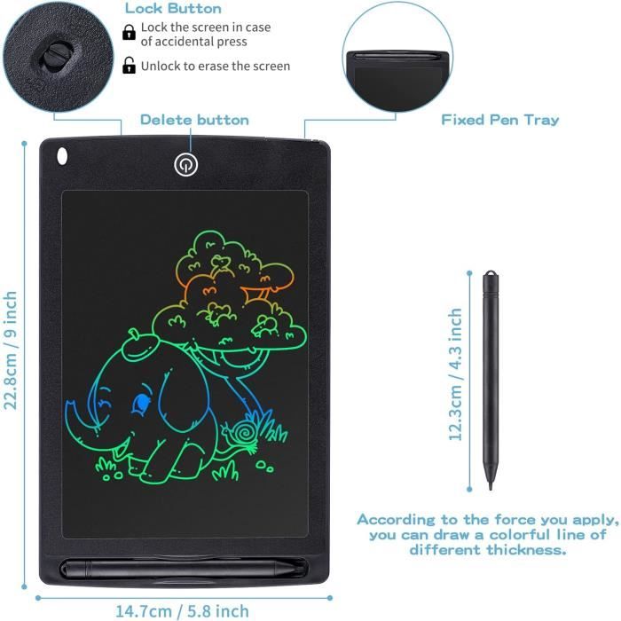 Tablette Dessin LCD Coolzon 12 Pouces - Ardoise Magique Enfants - Effaçable, Sans Rayonnement - Rose