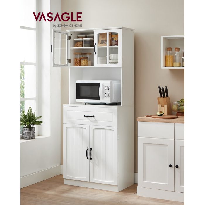 Armoire De Cuisine - HOMCOM - Buffet Cuisine 4 Portes 6 étagères à Porte 1 Tiroir Et étagères Réglables - 76,5 X 40 X 181 Cm Blanc - Maison