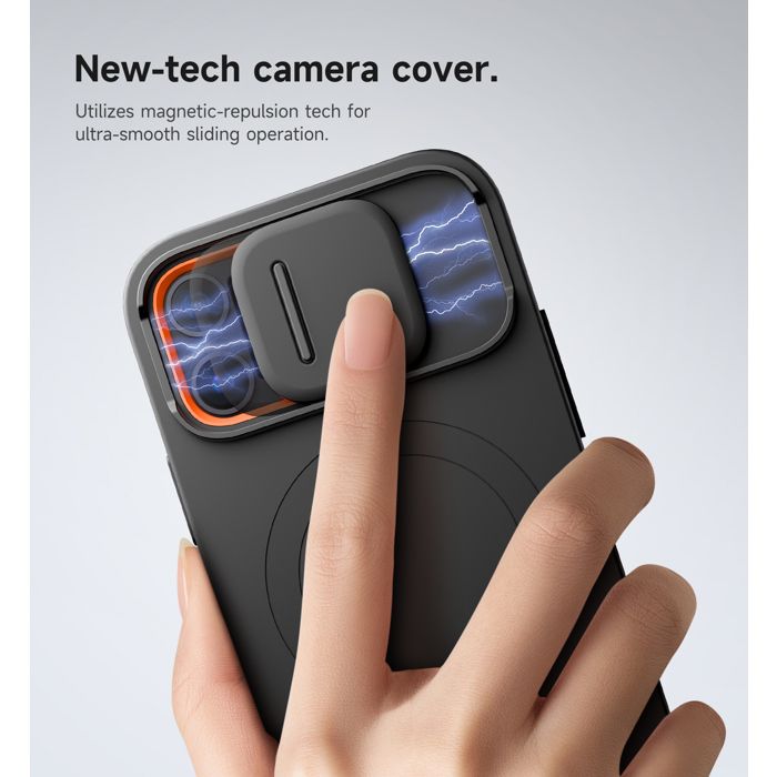 Coque Avizar Pour IPhone 17 Avec Bague Support Et Cache Caméra Coulissant - Noir, Neuf