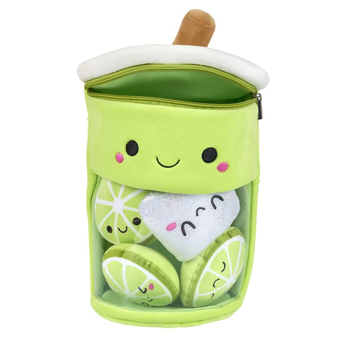 Dancepandas Peluche Bubble Tea Vert/Pourpre – 15 Cm, Recto-Verso, Câlin Et Déco