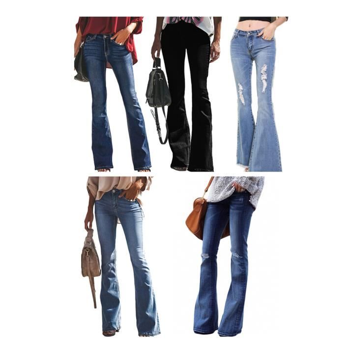 Jean Bootcut Femme Taille Basse - Style Flare Patte D'éléphant Vintage Y2K - Denim Stretch - Pour Ado Et Fille