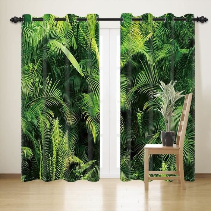 VOSILE Rideau Occultant Noir Et Blanc Fleur Floral - Lot De 2 Rideaux Thermiques à Oeillets Avec