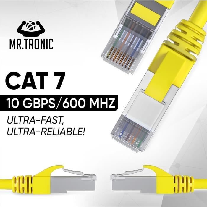Mr. Tronic Câble Ethernet 5m Cat 6 Haut Débit - Connexion Internet Ultra Rapide Et Stable | RJ45 UTP AWG24 CCA, Idéal Gaming, Streaming 4K & Bureau (Bleu)