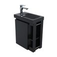 Meuble lave-mains noir vasque noire - MOB-IN - Hampton - Bois - 24cm profondeur - Design épuré-3
