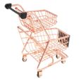Caddie Supermarché Shopping Panier Chariot Basket en Métal Enfant Jeux de Rôle-Play Jouets éducatifs - Or Rose M1386-3