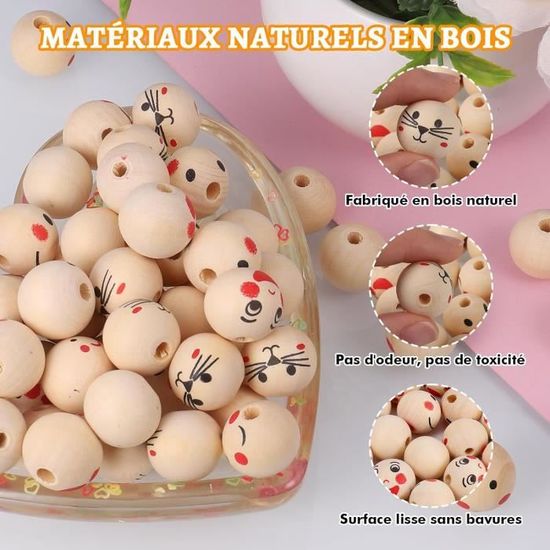 Perles En Bois Avec Visage Peint « Cute Faces » | VBS Boutique De Bricolage Hobby