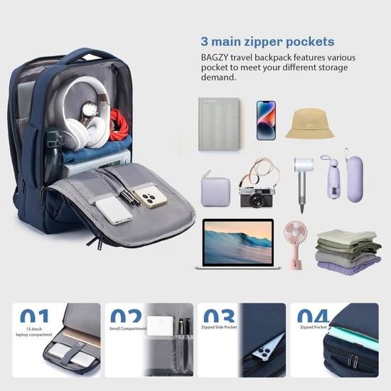 BAGZY Sac Cabine 40x30x20 Cm - 25L, Imperméable, Pliable, Pour Wizzair, Volotea, Ryanair...