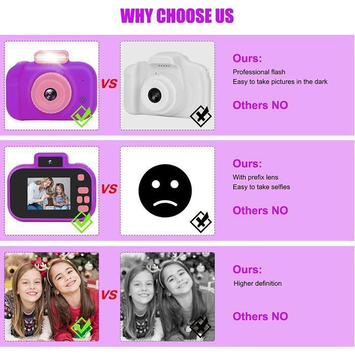 Appareil photo numérique pour enfants, 1080P, avec carte SD de 32 go, vidéo de 2 pouces, meilleur cadeau d'anniversaire pour filles de 3 à 10 ans acheter à prix bas - livraison Appareil photo numérique pour enfants, 1080P, avec carte SD de 32 go, vidéo de 2 pouces, meilleur cadeau d'anniversaire pour filles de 3 à 10 ans acheter à prix bas - livraison