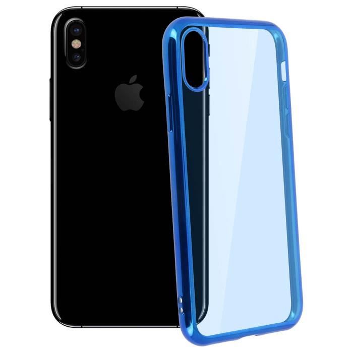 Coque iPhone X/ XS/10 Coque en Silicone Bleu Foncé - 4x Protection d'écran  iPhone X/