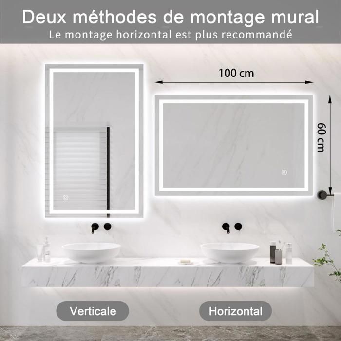 Miroir De Salle De Bain LED Rond 50 Cm Dripex - Anti-buée, Bluetooth, 3 Couleurs, Dimmable Miroir Avec Lumière Blanche Chaude Froide