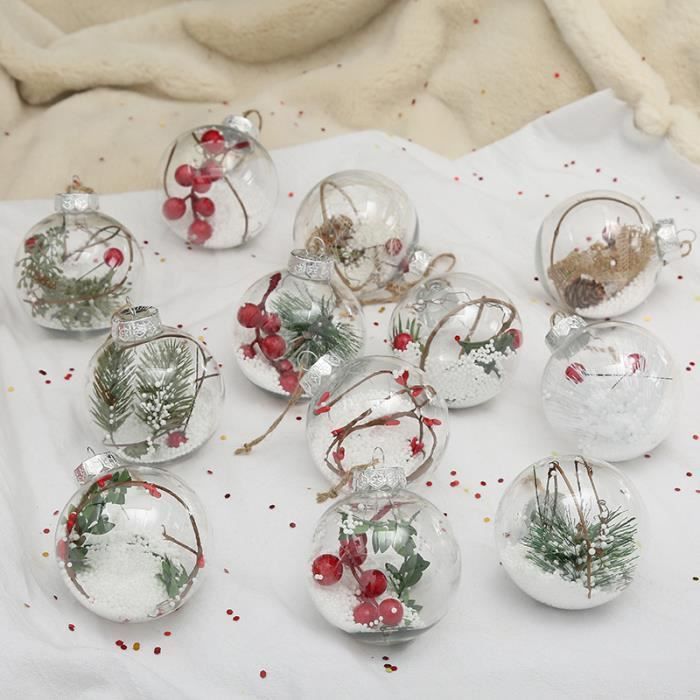 Boule De Noël Transparente 20 Cm - Décoration à Remplir - Pour Sapin, Fête, Loisirs Créatifs - Plastique - 9