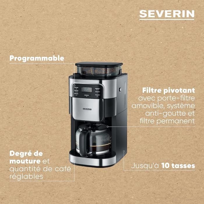 Cafetière Severin broyeur inox intégré + offre cadeaux