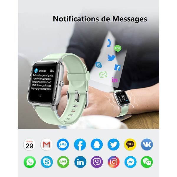 Montre Connect e Willful Cardiofr quencem tre GPS Partag 9 Modes Sport Argent vert