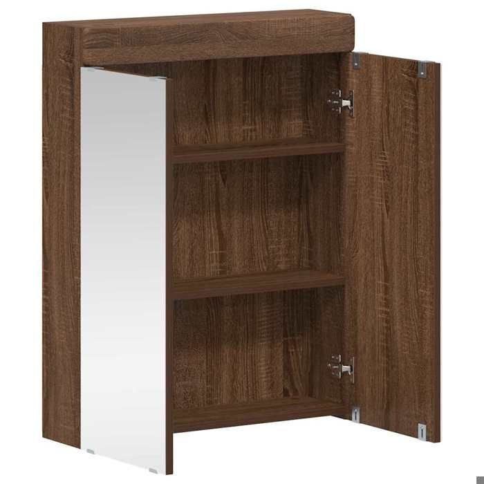 [69051]Amoire de salle de bain avec miroir avec porte TULUM Chêne brun ...