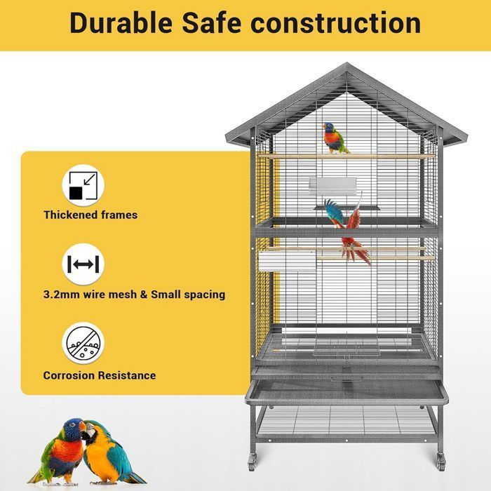 Cage oiseaux sur Roulettes Perruche Perroquet Canari Calopsitte Conure ...