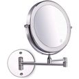 Amelar 8 Pouces LED Mural Miroirs de Maquillage, Miroir Grossissant Mural, 1x/10x grossissement Batterie Alimenté par, 360°Pivotant-0