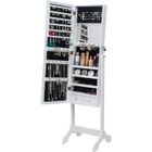 ALIGHTUP Armoire à Bijoux sur Pied, avec 2 Tiroirs, Miroir, Divers Compartiments, Blanc 46.99 x 39.88 x 151.89 cm