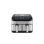 Kitchencook - Friteuse Sans Huile Avec Deux Cuves - 9 Litres - 2400w - 8 Programmes - Minuterie - Thermostat Réglable - Inox