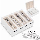 SANAG Longble Range-Couverts Avec Couvercle, En Bois, 4 Compartiments Pour Cuisine, Vintage, Boîte À Couverts En Bois, Organiseur D[J922]