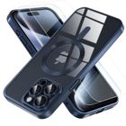 YAEFDD Coque magnétique pour iPhone 15 pro [jamais jaune] full camera lens Protector plaqué Soft transparent bleu