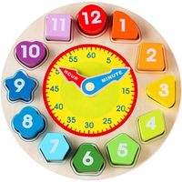 Horloge en Bois Jouet Enseignement Éducatif Formes Trieur Puzzle Numéros Garçons Filles Bambin Bébé Enfants 3 4 5 6 Ans