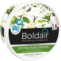BOLDAIR -Gel destructeur d'odeur Thé Blanc Vanille -Neutralise les odeurs -Parfume - Durée 8 semaines -300g -Fabrication française