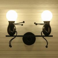 Utoopie - Applique Murale Robot LED E27, 2 têtes Applique Murale Noir Rétro Métal Lampe 1pcs pour Couloir Salon Cuisine