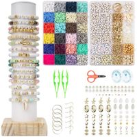 Perles Plates pour Bracelet,7200+ Perles Heishi de Argile de 6mm,2 Boîtes Kit Bracelet Perle avec Lettres,Cadeau pour Enfant Adulte