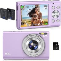 Appareil Photo Numérique Compact Autofocus, 2.7K Vlogging Caméra FHD 48MP 16X Zoom Numérique Mini Caméra avec Carte 32G (Violet)