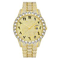 Montre homme de marque de luxe diamant cadran gypsophile calendrier bracelet en acier mode hip-hop doré