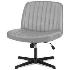 CHAISE HAUTE  Chaise de bureau sans roulettes - Vanity chair - Sans bras - Pour bureau à domicile - Chaise large - Ergonomique - tissu en cuir