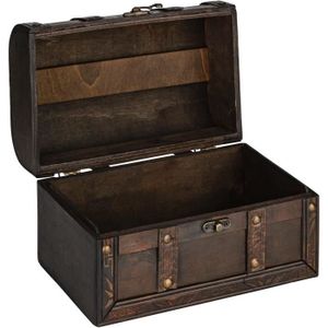 Boîte cadeau Petit coffre au trésor en bois, 22 x 14 x 14 cm, p