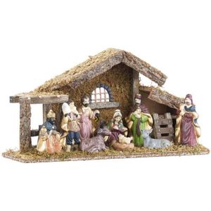 Hutte en bois vide décoration de crèche de Noël h 40 cm / Titre