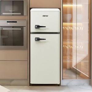 Combiné Rétro réfrigérateur congélateur double porte rose 244L