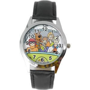 MONTRE ® - Montre à quartz Scooby Doo avec bracelet en cuir noir, batterie supplémentaire et sac cadeau[E2886]