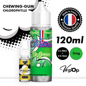 E-liquide Cigarette électronique - MENTHE CHLOROPHYLLE - 50MPGV/50VG -  0mg/ml - LOT DE 2 x 50ml + 2 Boosters 19,9mg/ml