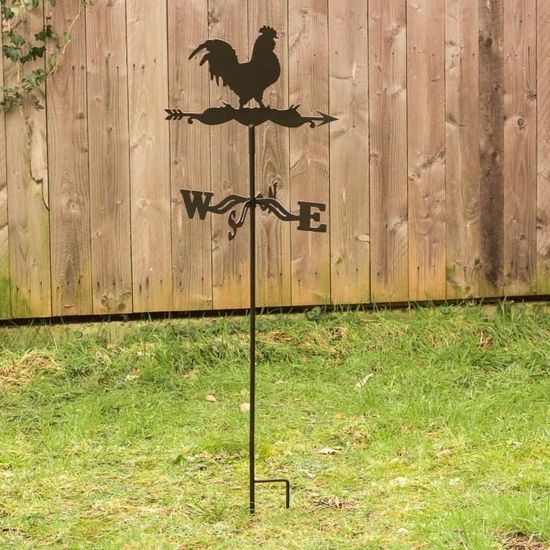 Girouette Coq En Acier Inoxydable - Décoration De Jardin, Abri, Cour, 50x30 Cm, Indicateur De Direction Du Vent - 8