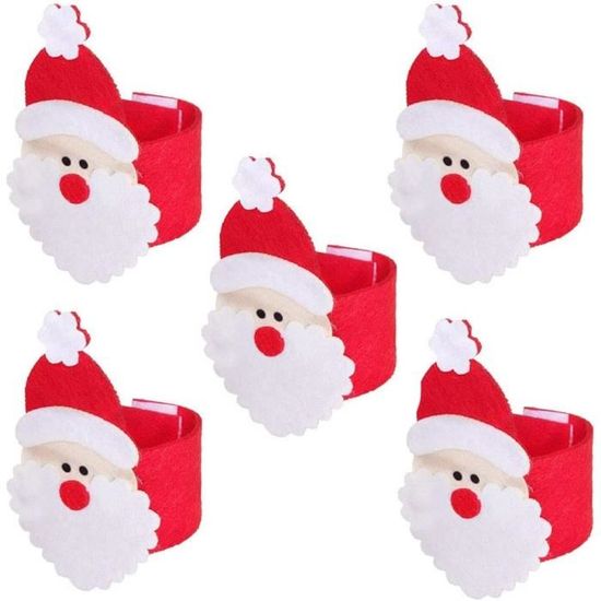 Set De 6 Ronds De Serviette Père Noël – Bois Artisanal Russe, Décoration Noël