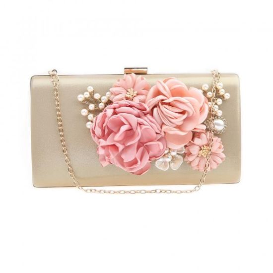 Sac à Main De Soirée Brodé Main Avec Perles - Style Fleur - Neuf Sans étiquette