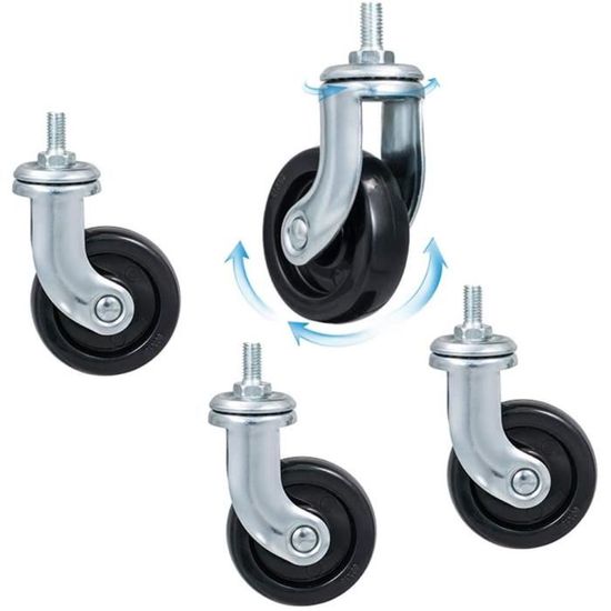 Lot 5 Roulettes Pivotantes M8 50 Mm – Sans Tige, 125 Kg Charge, Silencieuses, Pour Chaise Bureau & Meubles