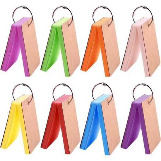 Fiches Bristol A3 Multicolores - Lot De 600 Avec Anneaux Métal Et Couvertures Kraft, Pour Révision, Notes, étude