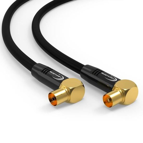 Câble d'antenne 30m Noir - 90° coudé Coaxial | Mâle à Femelle - Câble ...