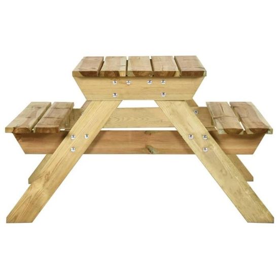 OLL Table de pique-nique et bancs 110x123x73cm Bois de pin imprégné 106976