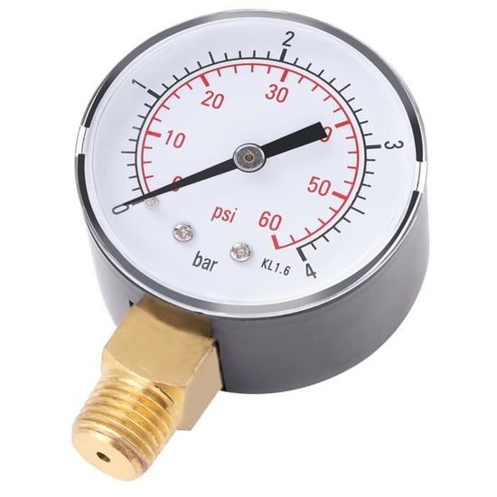 Manomètre Pression 0-6 Bar 1/4NPT - Mini Gauge Pour Carburant, Huile, Eau